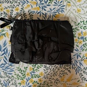 Thirty-One Black Satin Ruffled Makeup Organizer
